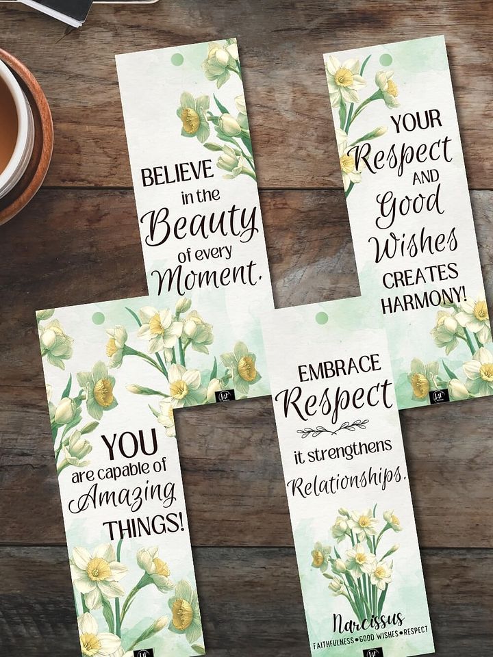 FREE Narcissus Bookmark Printable, Inspirational Sayings With December's Birth Month Flower product image (1)