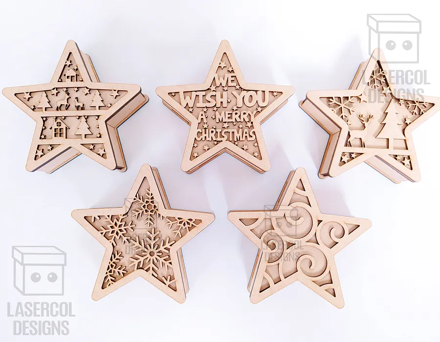 Christmas Star Box (2 Sizes, 5 Styles) - Laser Cut Files product image (6)