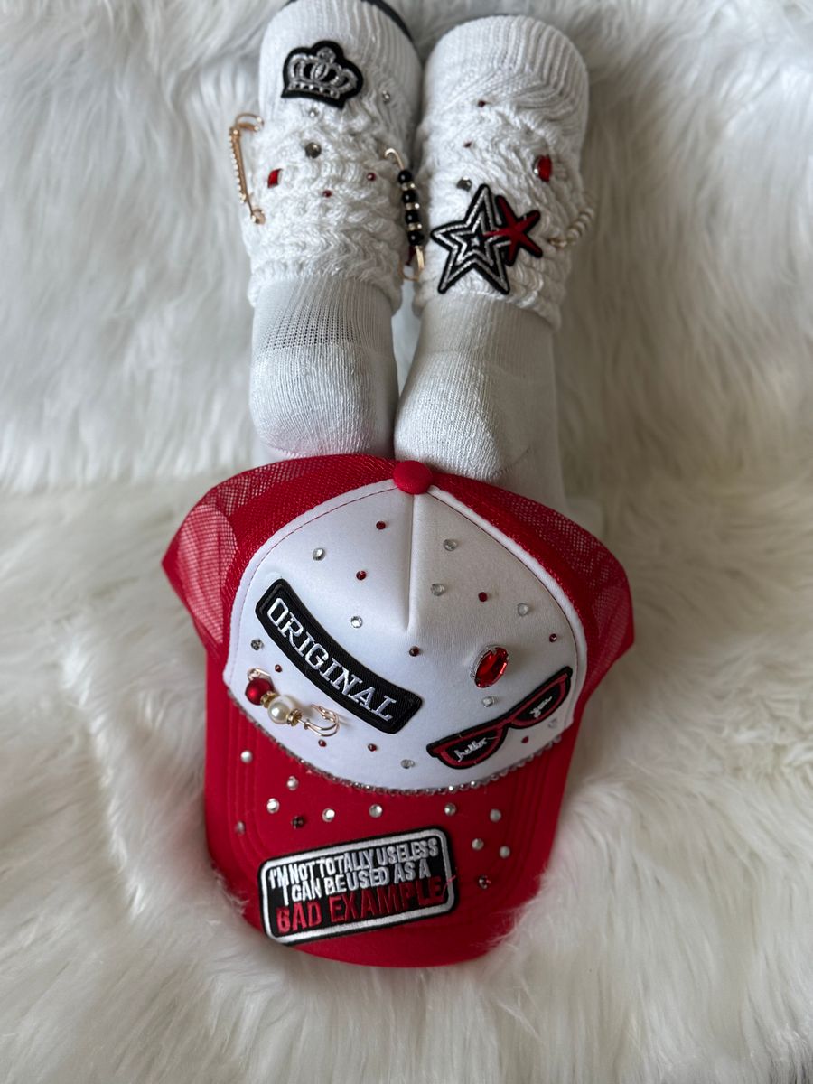 Custom Rhinestone Hat & Junk Socks Bundle – Unique, Handmade Accessories product image (2)