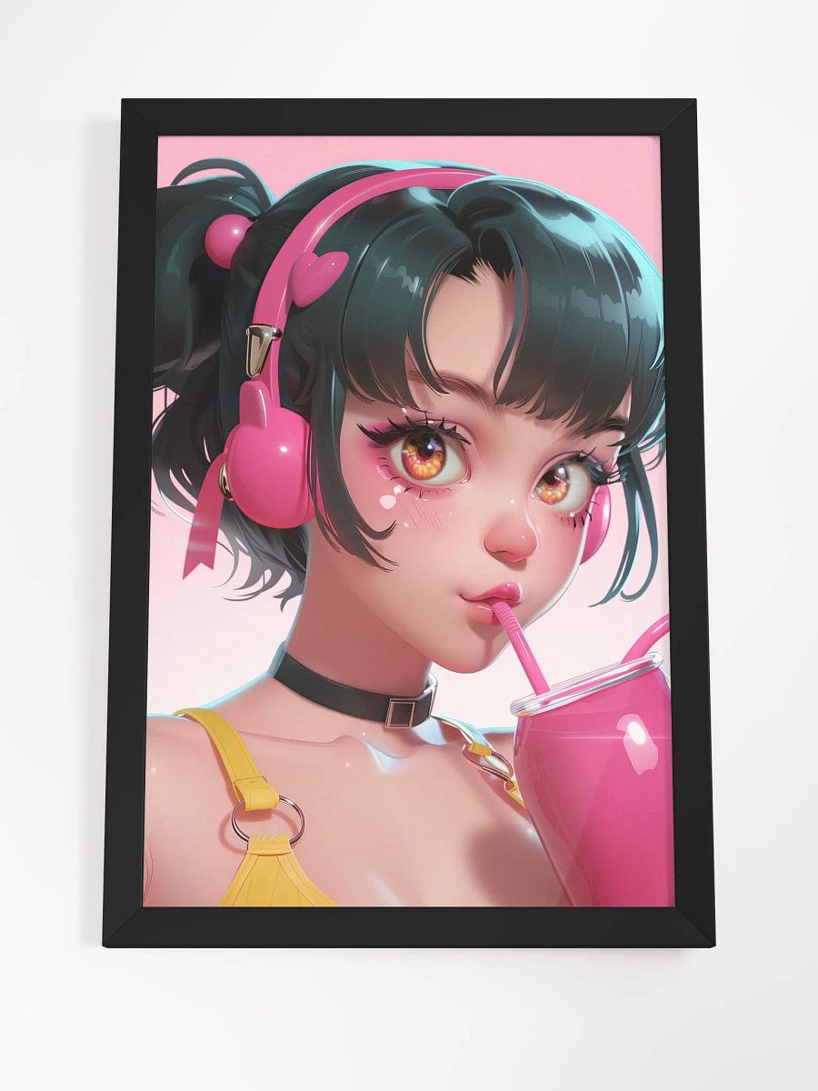 Milkshake Vibes: Pop Art Framed Poster of a Girl Enjoying a Milkshake product image (4)