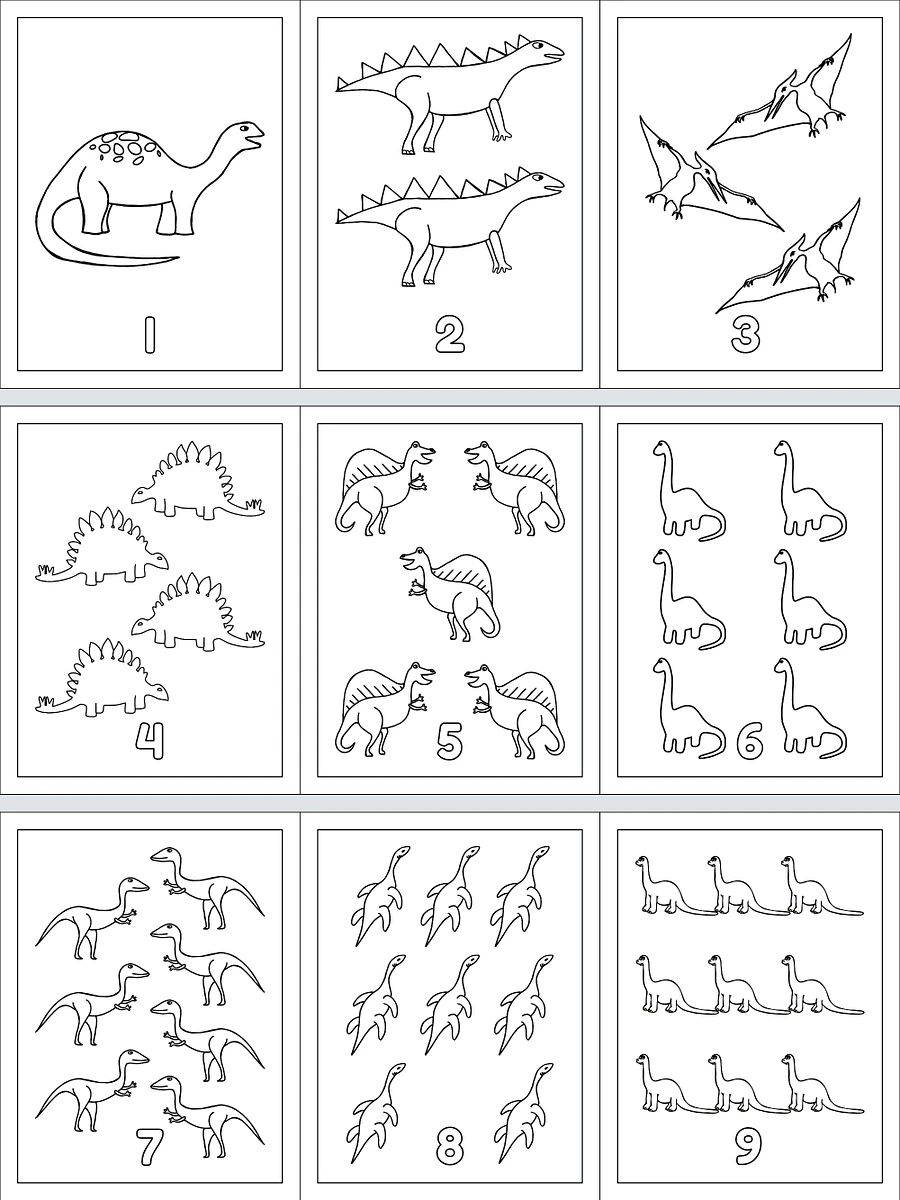 Printable Number Counting Coloring Pages - Dinosaurs Theme product image (2)