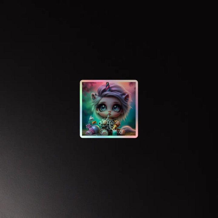 Whimsical Cat Unicorn Holographic Sticker Sheet product image (2)