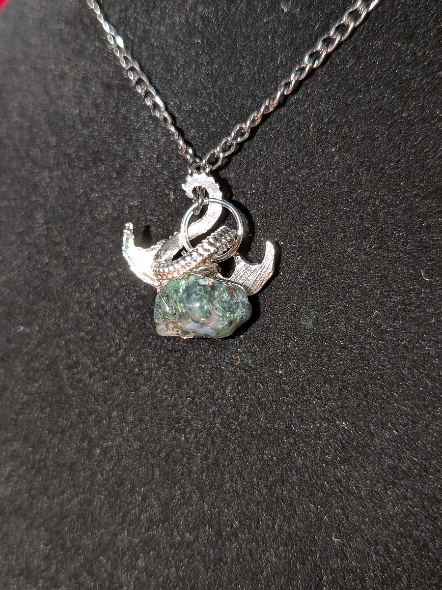 Dragon Holding Moss Agate Necklace! product image (4)