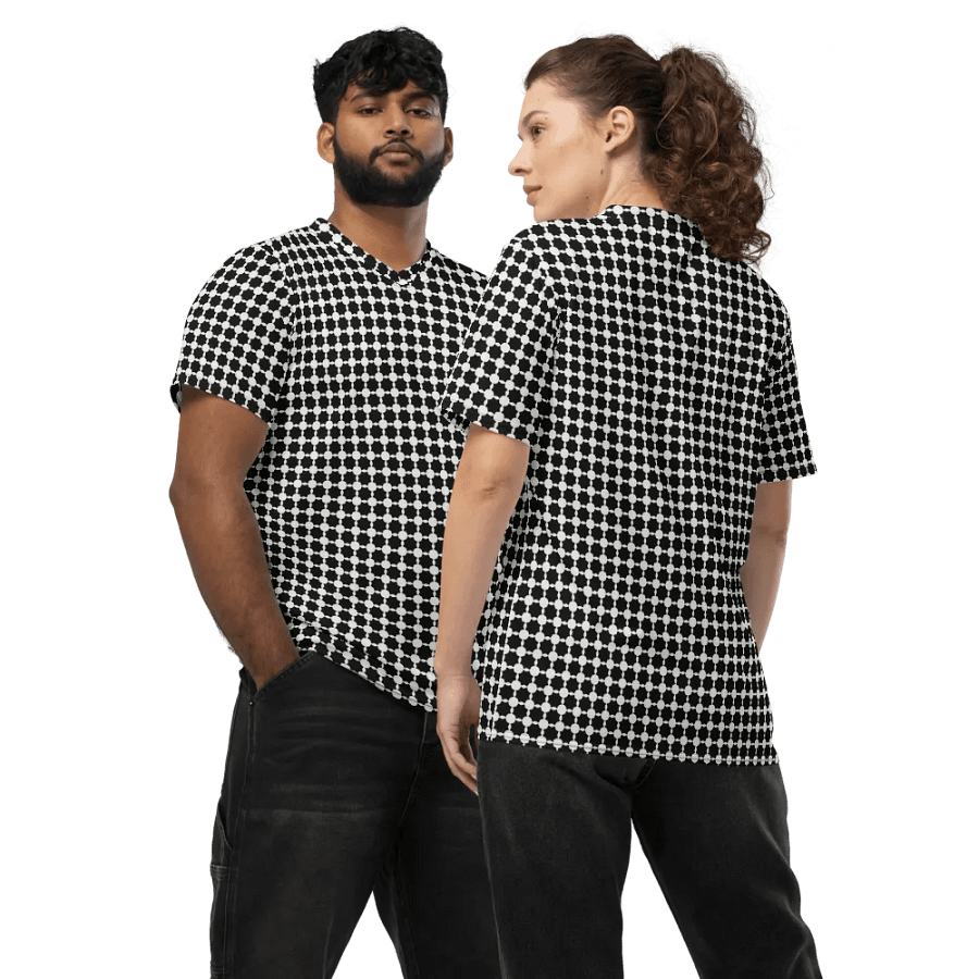 Abstract Black and White Chain Unisex V Neck Sports Jersey product image (2)