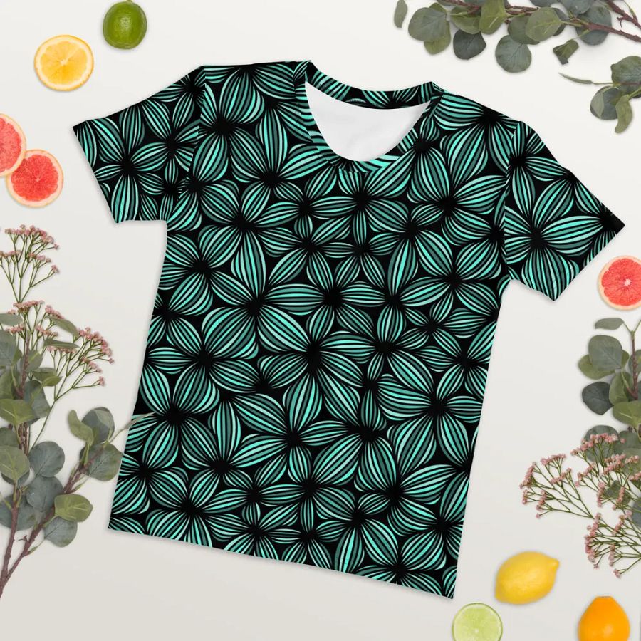 Weirdly Zen Tshirt - Green Flowers product image (4)