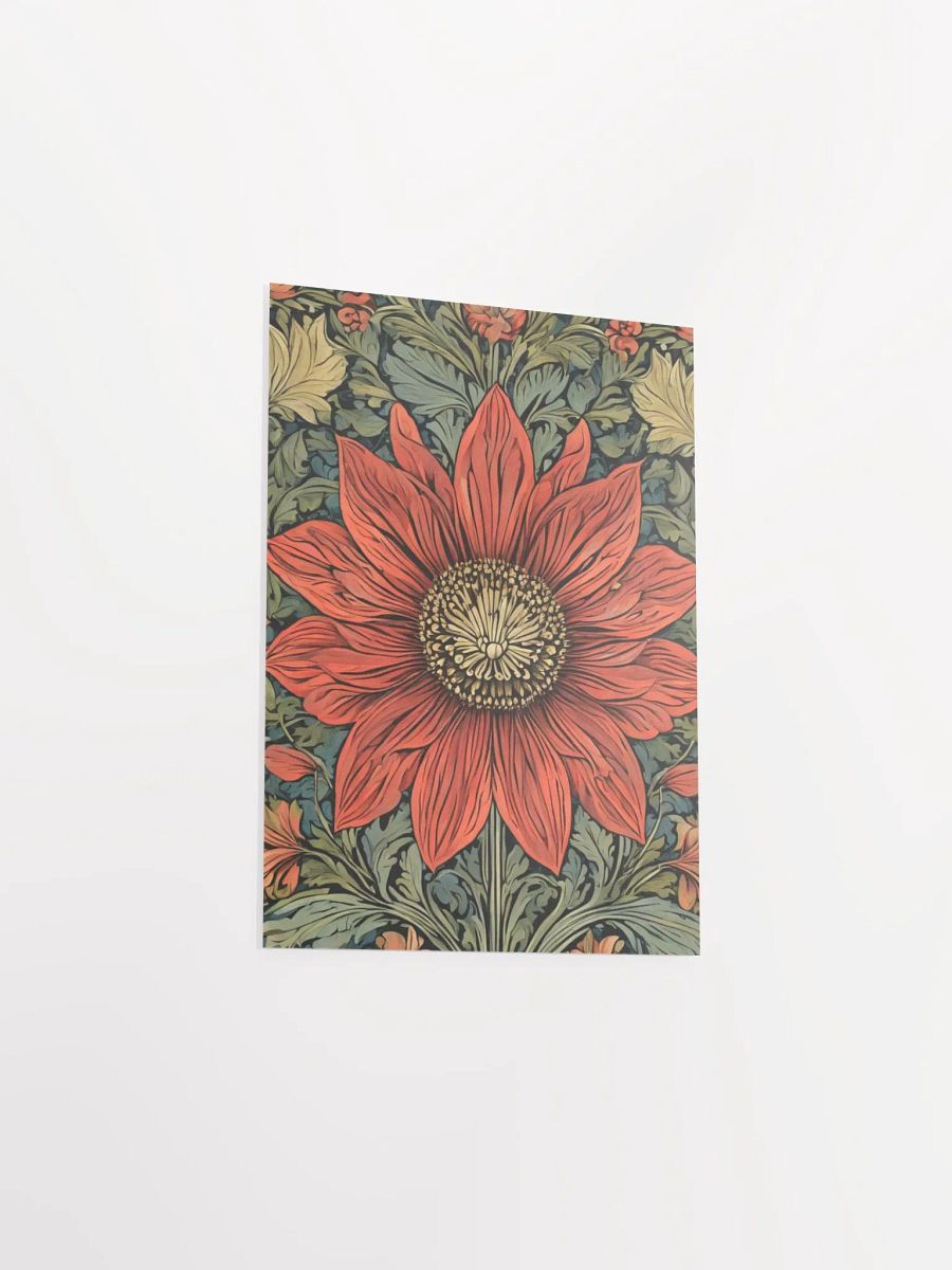William Morris Inspired Red Flower 5x7 inch Poster product image (3)