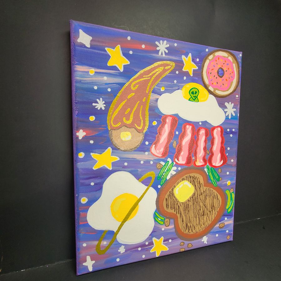 Let's Have Breakfast in Space! 8x10 painting on canvas product image (4)