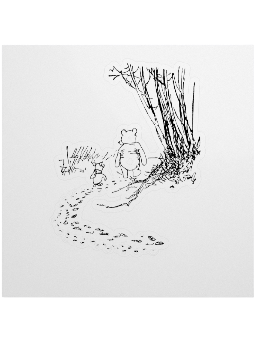 Pooh Bear and Piglet Walking the Path Sticker product image (1)