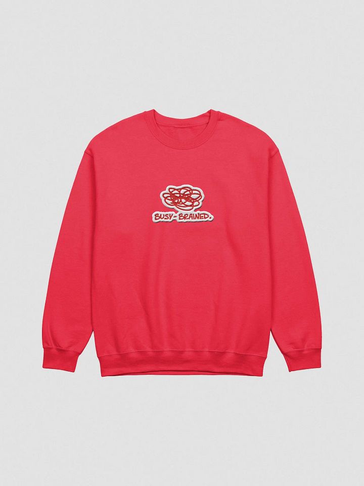 BUSY-BRAINED. (lg. red bubble design) embroidered crewneck product image (13)