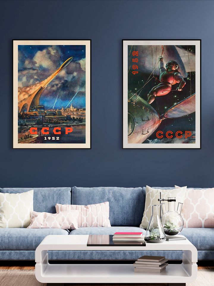 Soviet retro sci-fi, USSR 1952 — Soviet retro sci-fi poster, vintage soviet print, soviet space product image (2)