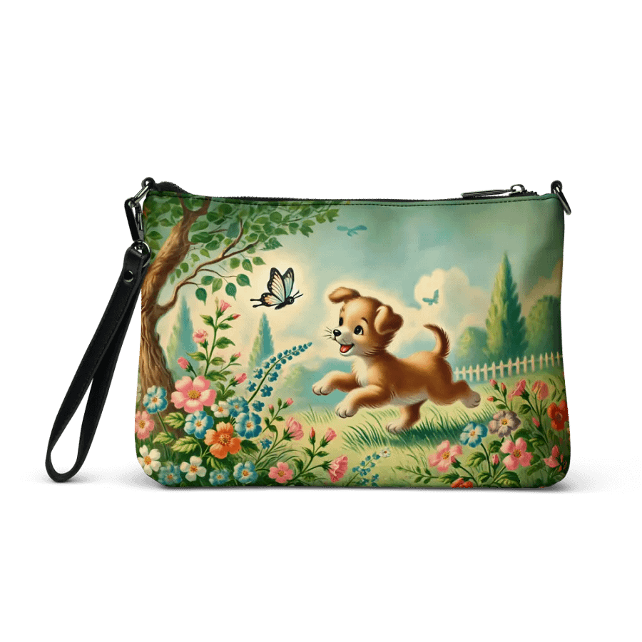 Puppy Butterfly Flower Garden Crossbody Bag - Retro Purse product image (2)