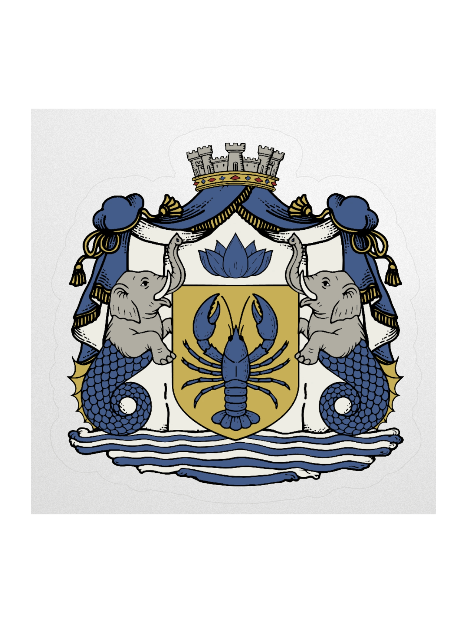 Blue Lobster Royal Arms Kiss Cut Sticker product image (1)
