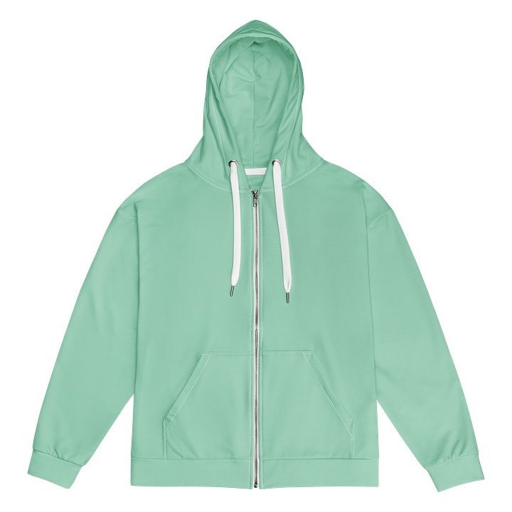 Caribbean Sea Blue Green Solid Color Eco Friendly Unisex Zip Hoodie product image (1)