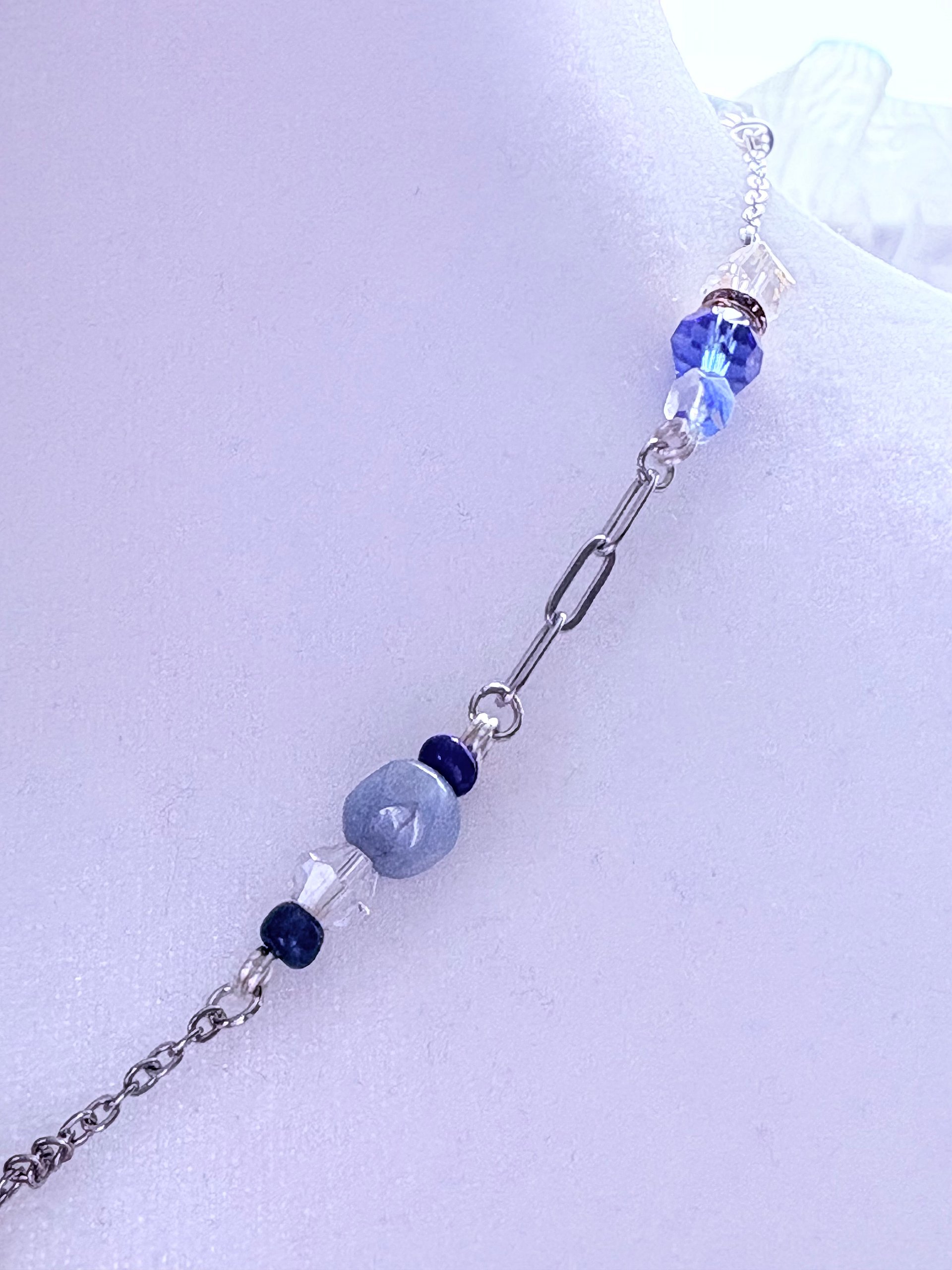 MFD-00188 | Seabreeze Blue Druzy Pendant Necklace | Handmade Glass Beaded Jewelry | Monique Faella Designs™ product image (3)