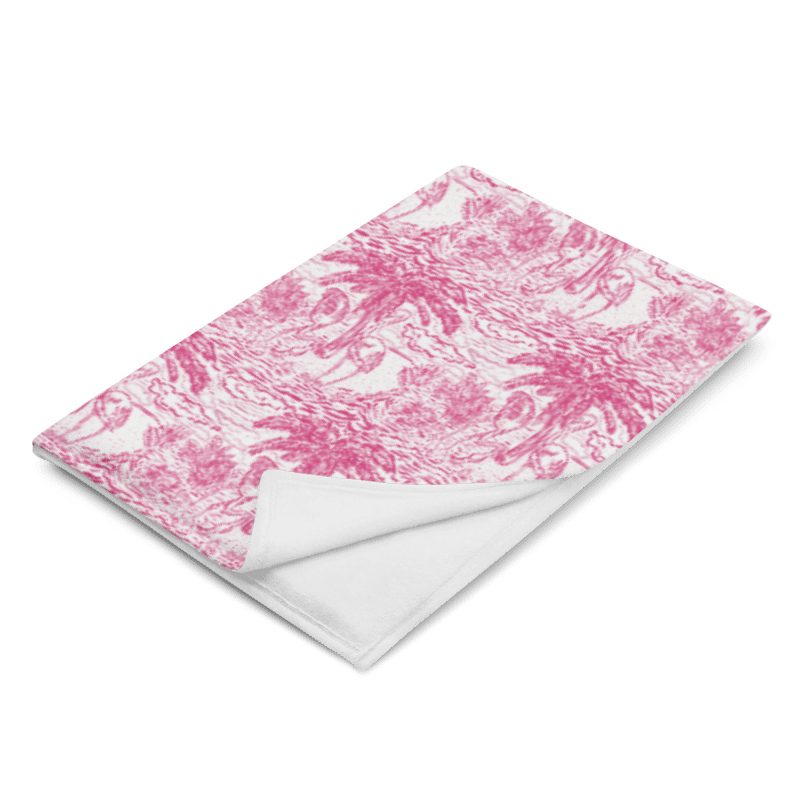 Flamingo Fancy Toile Throw Blanket | Pink on White Tropical Toile with Cheeky Flamingos | by Monique Faella Designs™ product image (5)