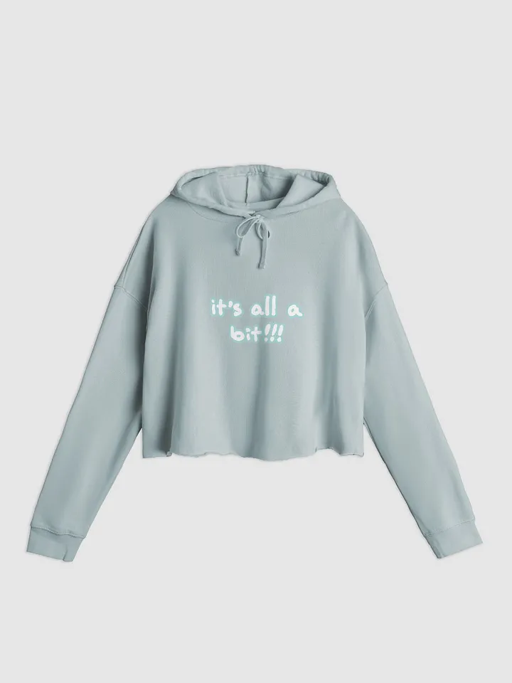 “It’s all a bit!!!” (sm. lined design, #A8D7D8) lightweight cropped hoodie product image (7)