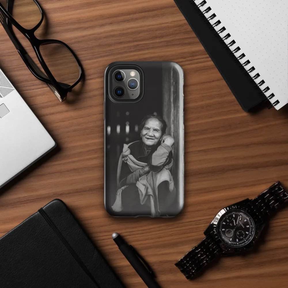 Chic Black and White Phone Case Featuring an Elderly Woman product image (32)