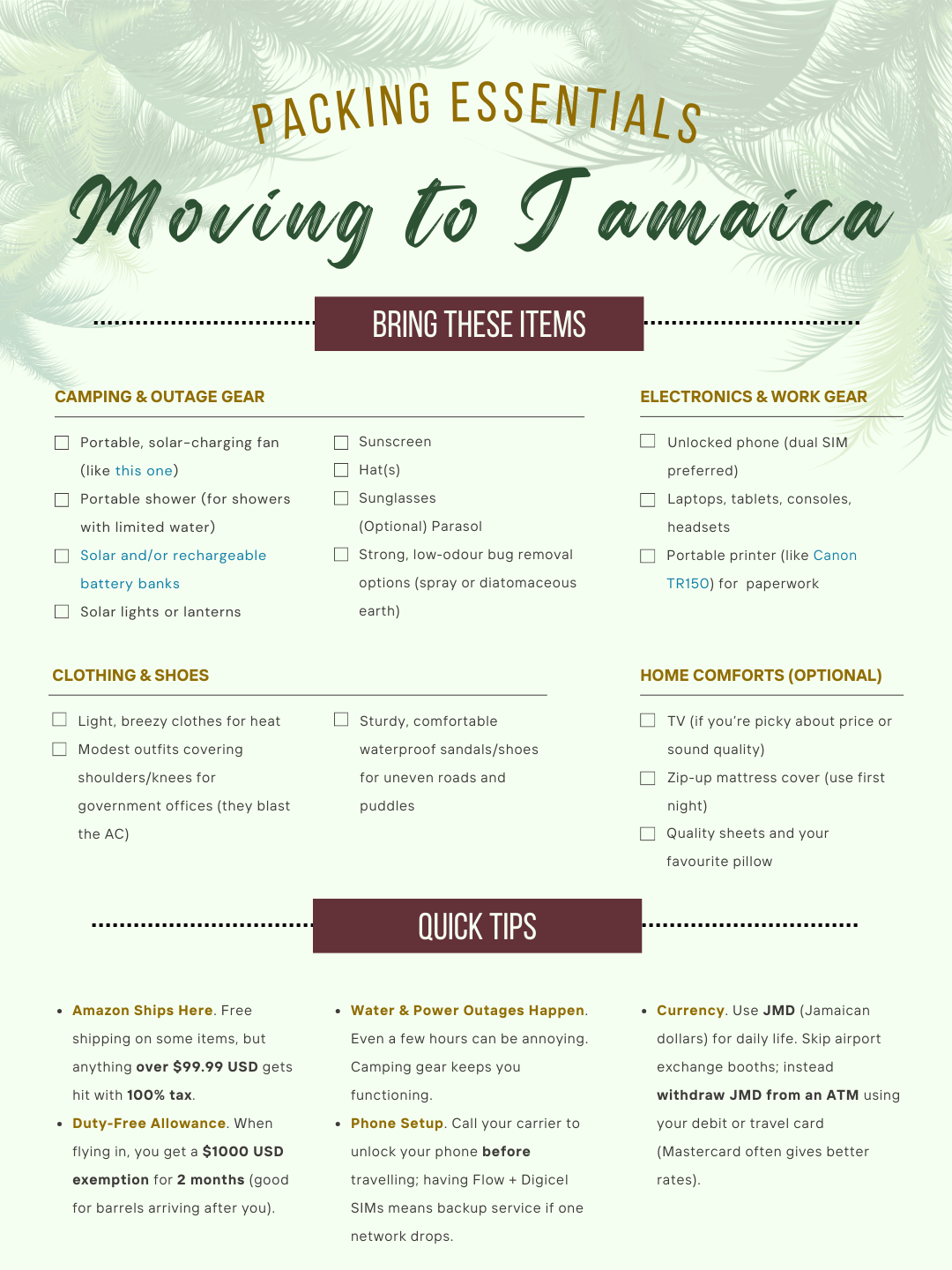 Packing Essentials for Jamaica product image (1)