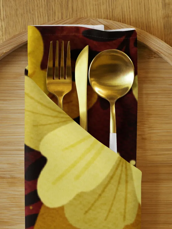 Watercolor Florals Yellow Brown Cloth Napkins 4pcs product image (1)