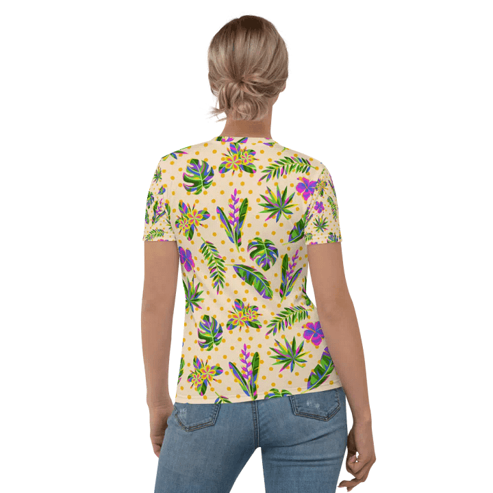 Ladies T shirt all over print tropical design giving a fresh holiday  feel. product image (1)