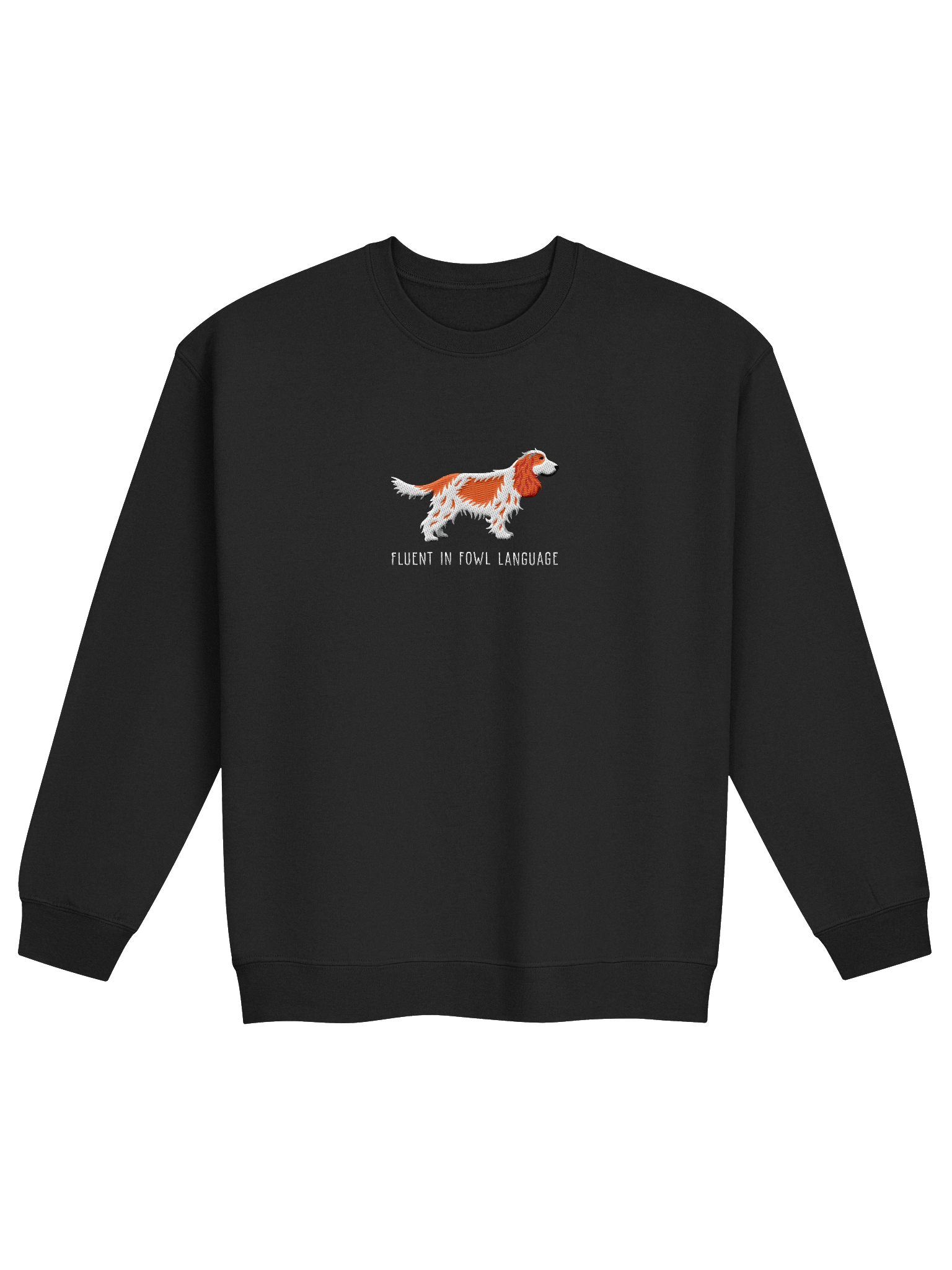 Fluent in Fowl Language Sweatshirt (Embroidered) of an English Cocker Spaniel(Red & White, Full Tail) product image (5)