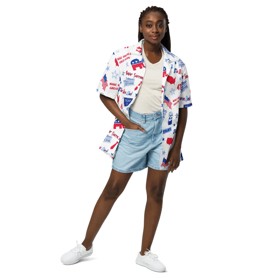 Trump 2024 Election-Themed White Pattern Hawaiian Shirt - Patriot Trump Supporter Make America Great Again product image (3)