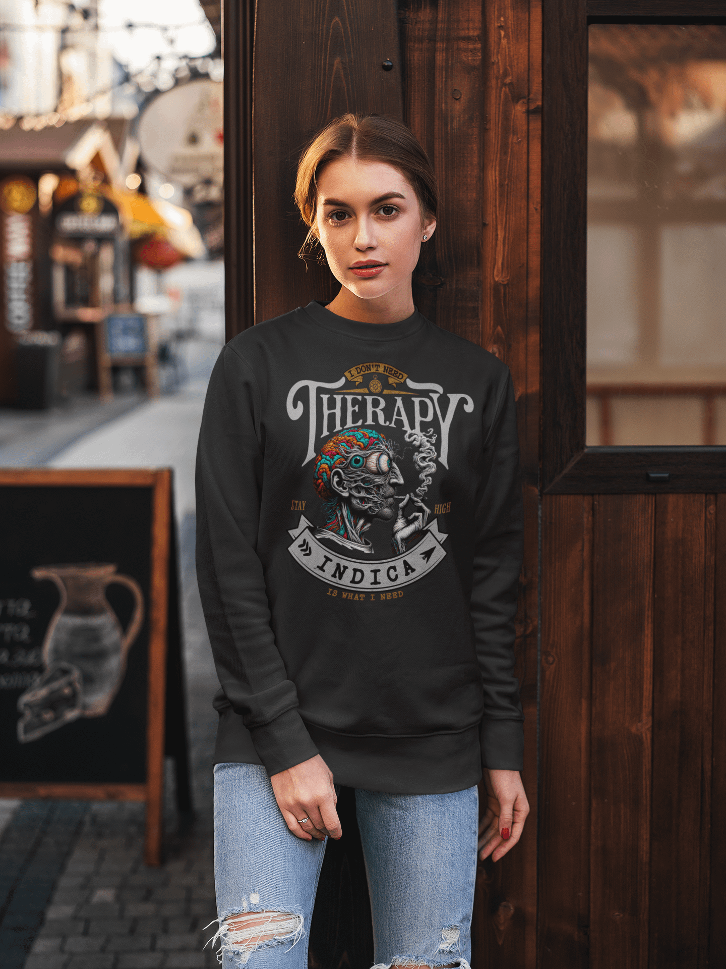 Psychedelic Mind - I Don’t Need Therapy INDICA - Premium Sweatshirt product image (3)