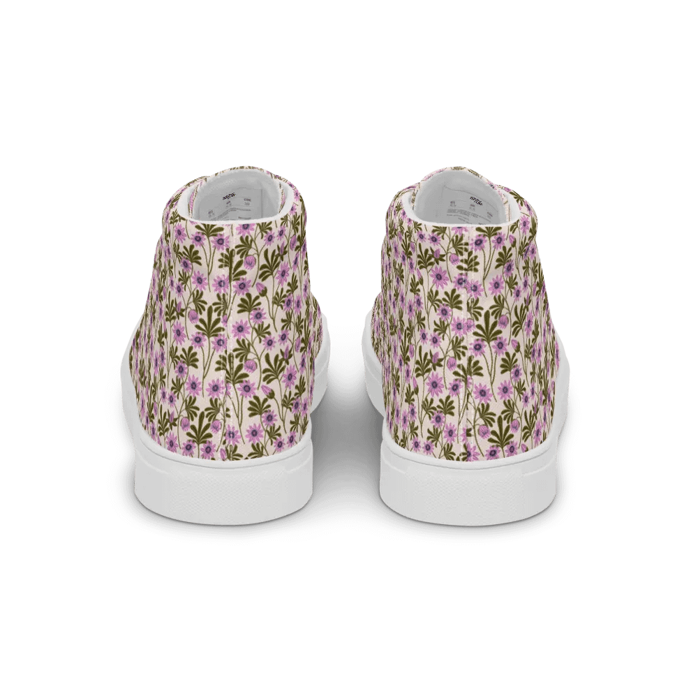 Passion Blooms - Pink and Green - Women High Top Canvas Shoes product image (4)