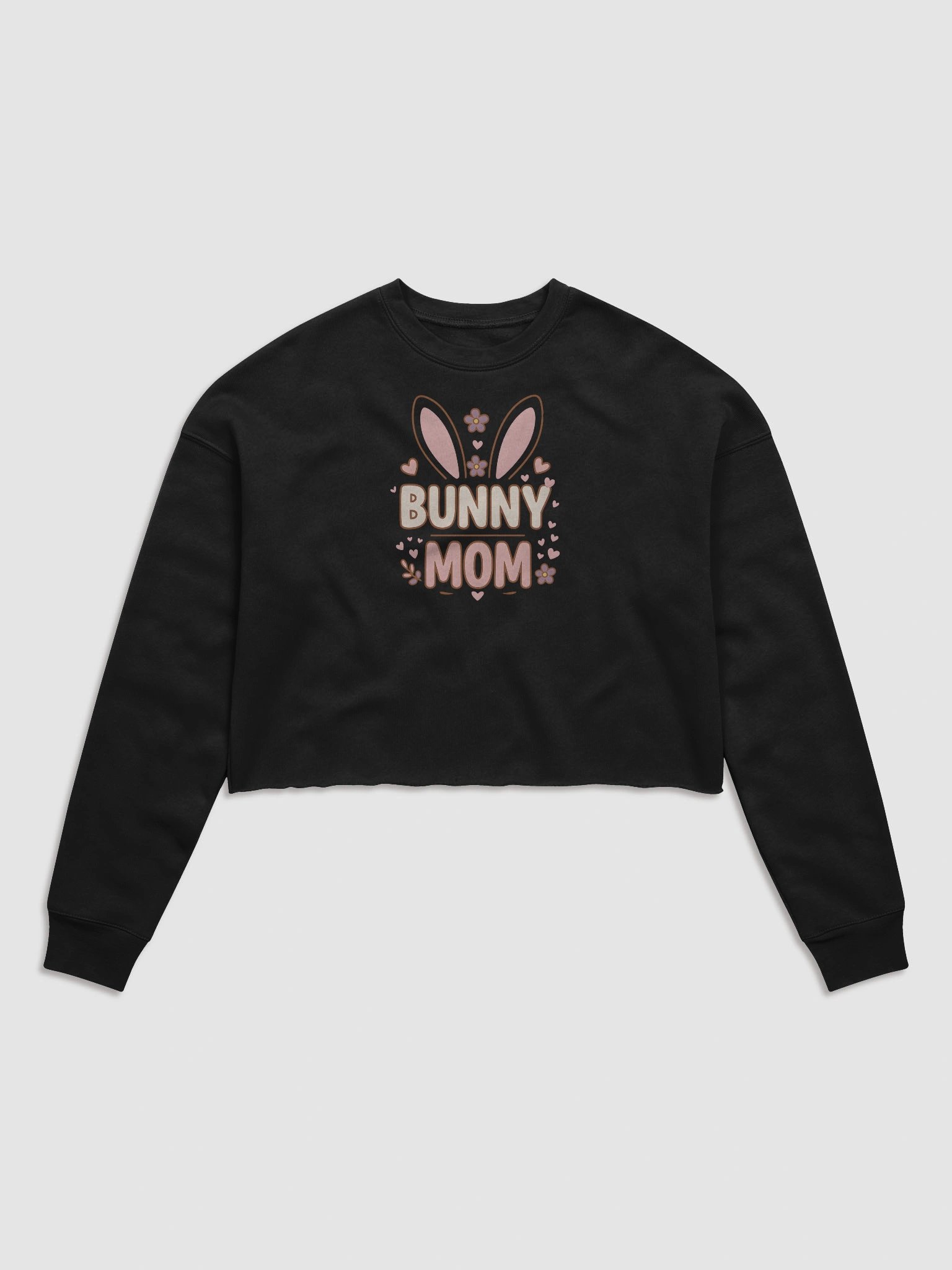 Bunny Mom Crop Top | Playful Bunny Ears & Flowers | Easter Animal Lover Gift product image (1)