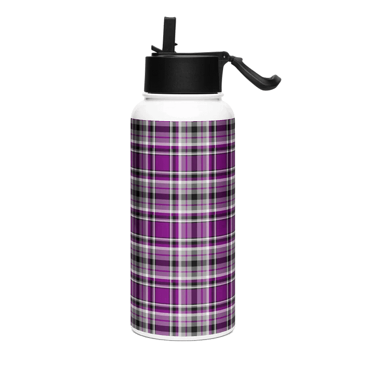 Purple, Gray and Black Plaid Water Bottle product image (2)