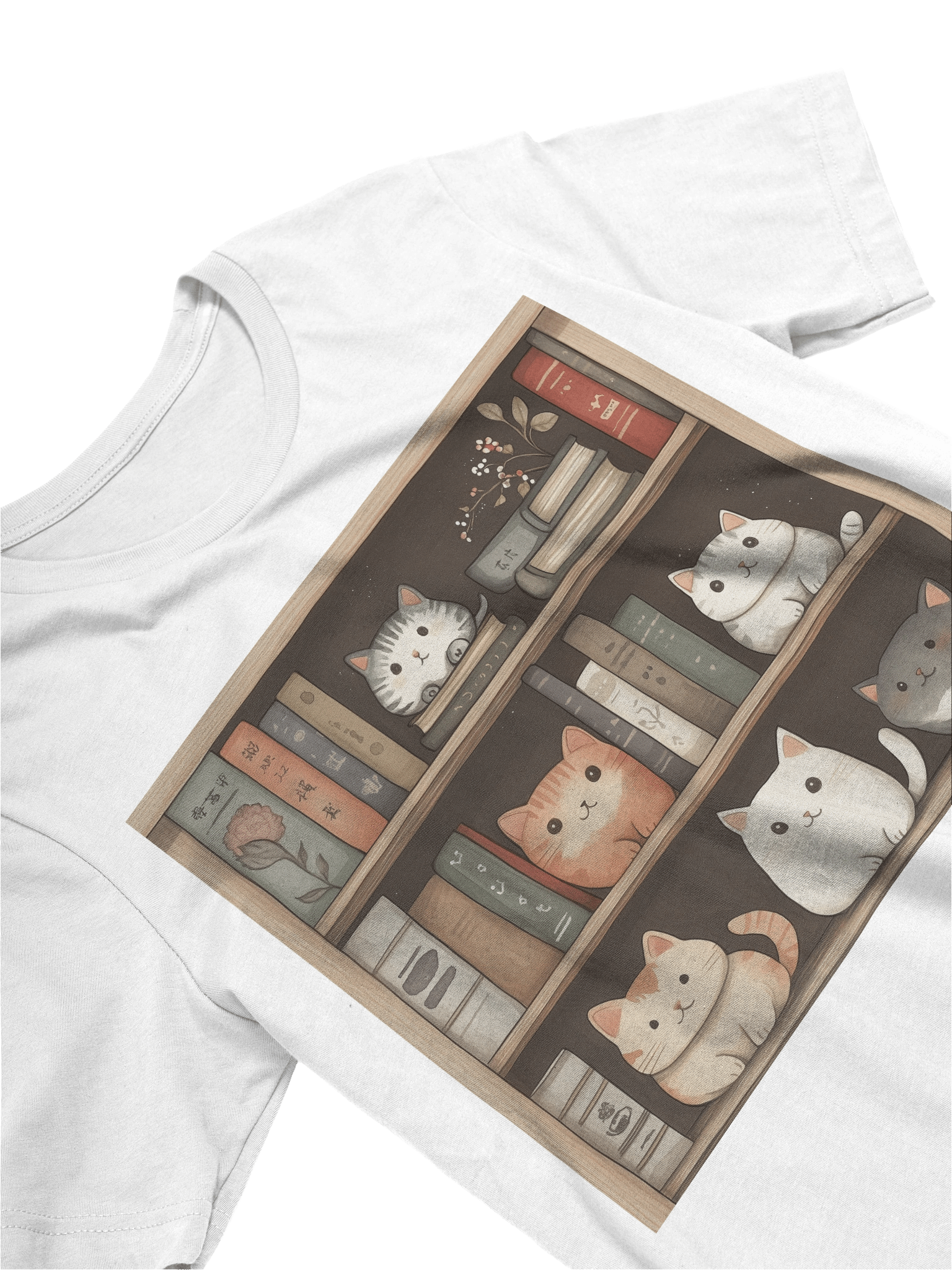 Cat Tales Bookshelf T-Shirt product image (99)