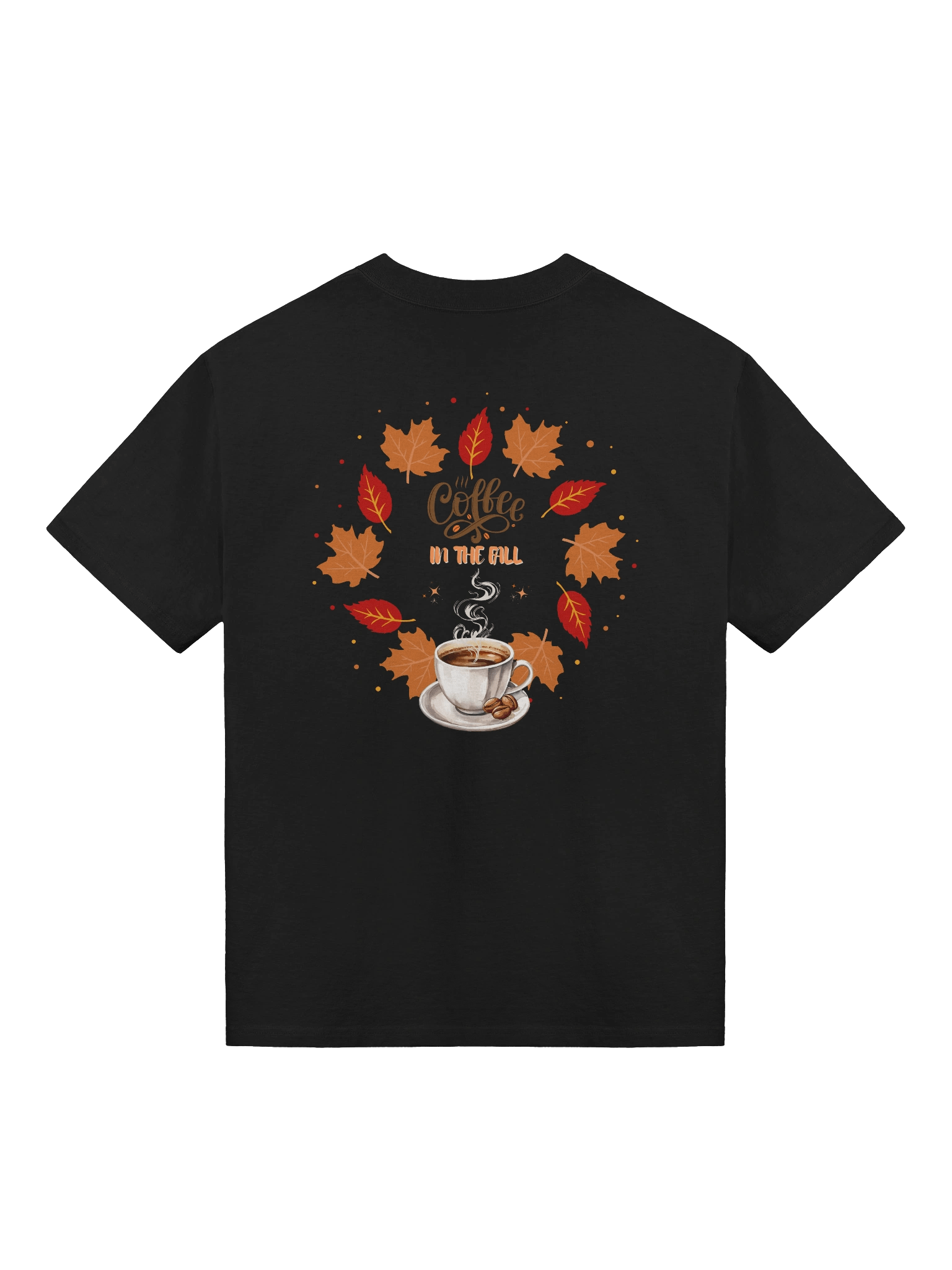 "Coffee In The Fall" Oversized Black Tee (Back) product image (1)