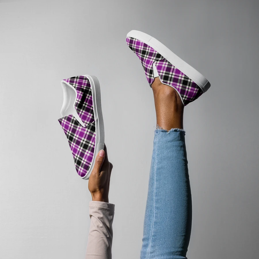 Purple, Black & White Plaid Women's Slip-On Shoes product image (8)