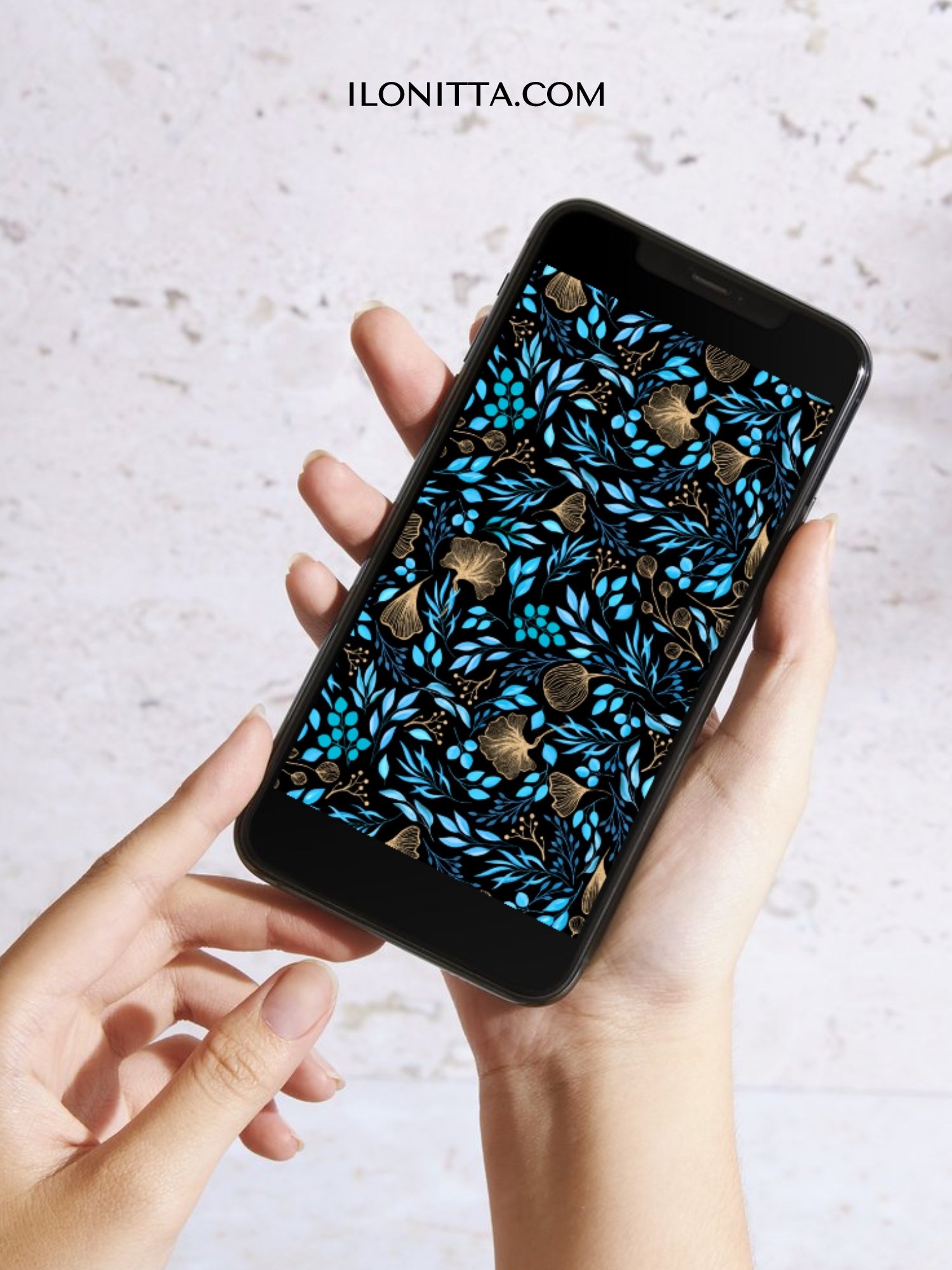 Phone Wallpaper from Blue & Gold Watercolor Bundle product image (2)