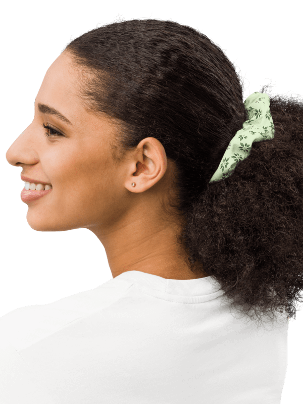 Light and Dark Green Patterned Scrunchie ~ Light Green Knot product image (2)