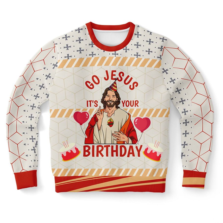 "Go Jesus It's Your Birthday" Christmas Sweatshirt | Funny Religious Holiday Party Outfit | Festive Christmas Sweater product image (9)