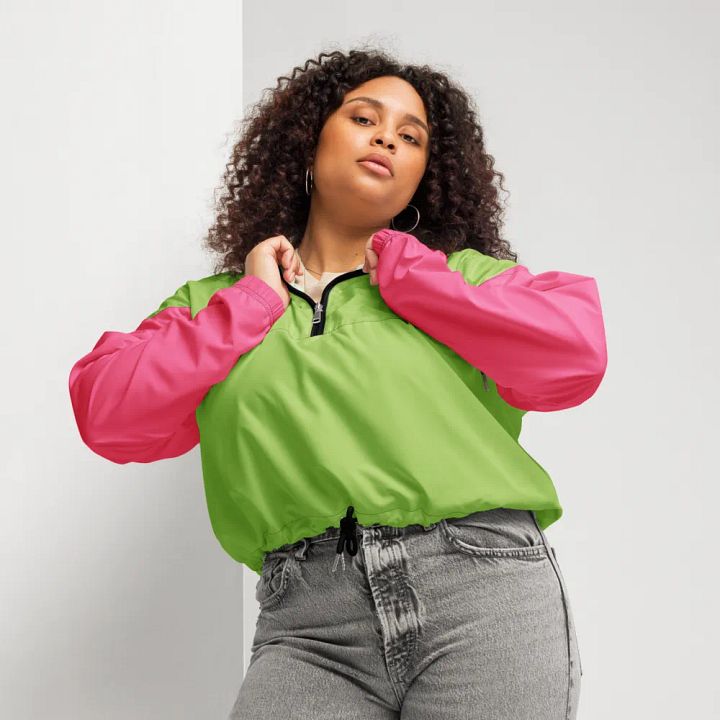 Lime/Pink/Yellow Women’s Cropped Windbreaker product image (1)