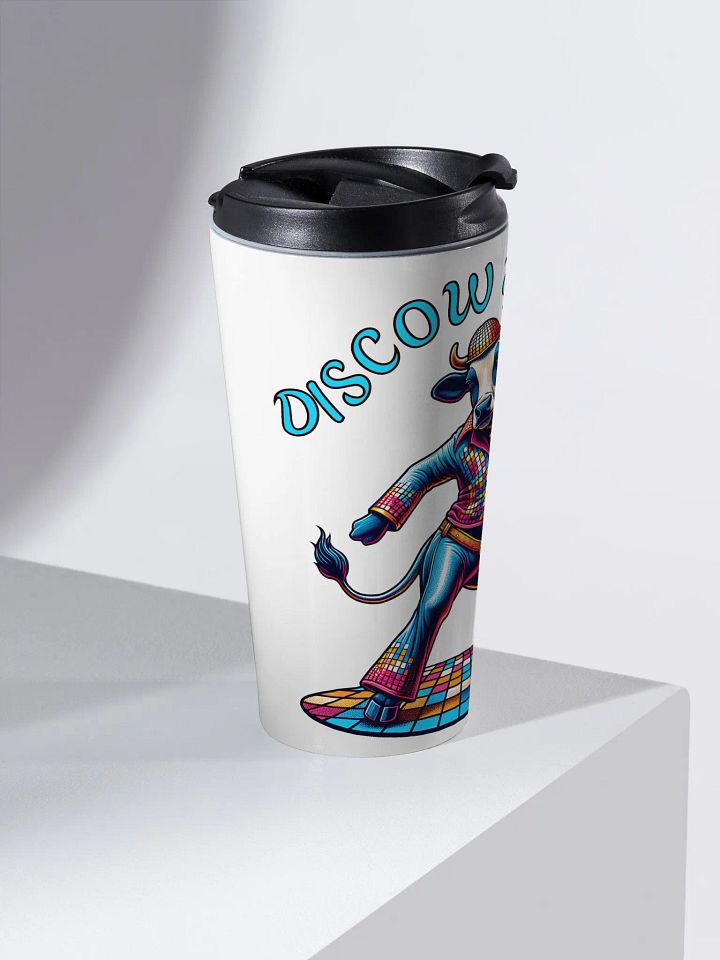 Vibrant Disco Dancing Cow Travel Mug - Perfect for On-the-Go Fun product image (2)