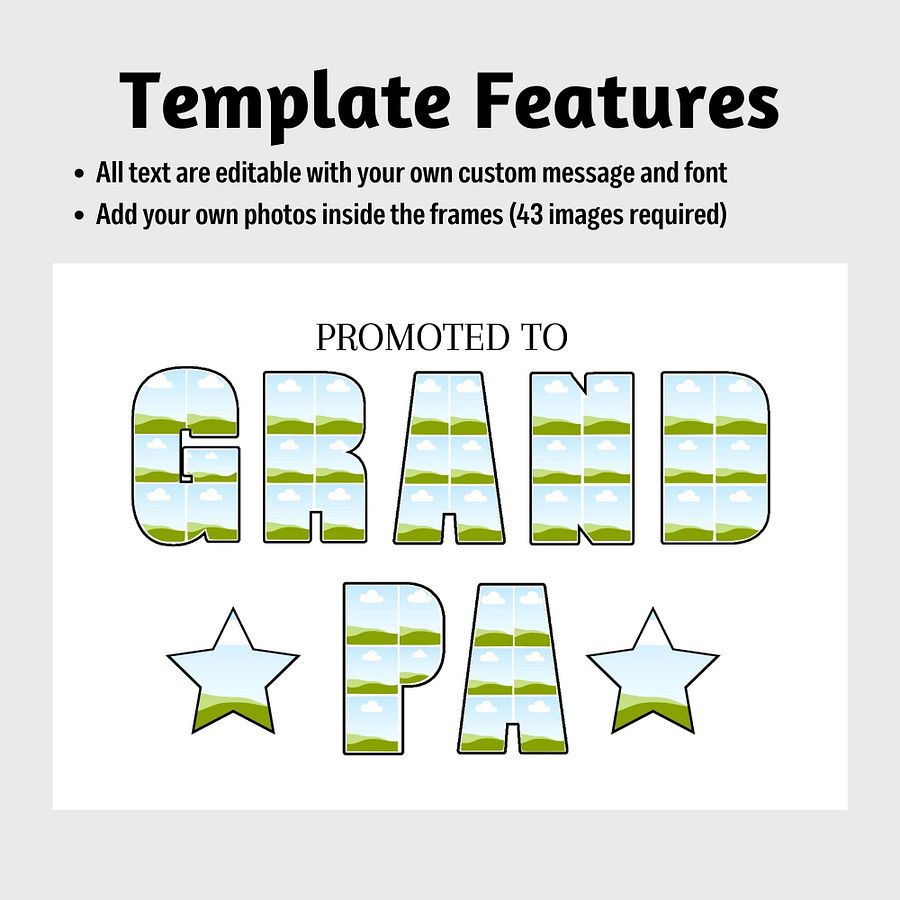 Promoted to Grandpa Photo Collage Canva Template product image (4)