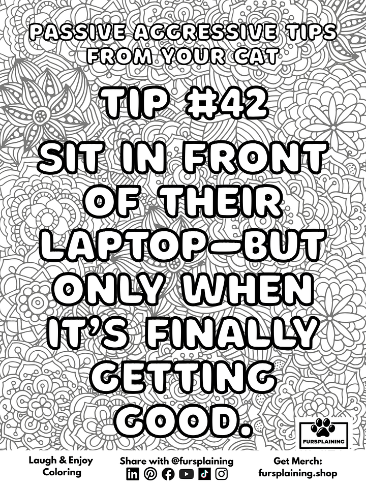 #42 Passive Aggressive Tips from Your Cat – Free Coloring Page product image (1)