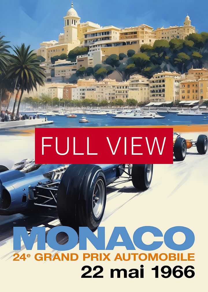 Monaco Grand Prix 1966 Poster — Vintage F1 Racing Wall Art, Retro Motorsport Print product image (2)