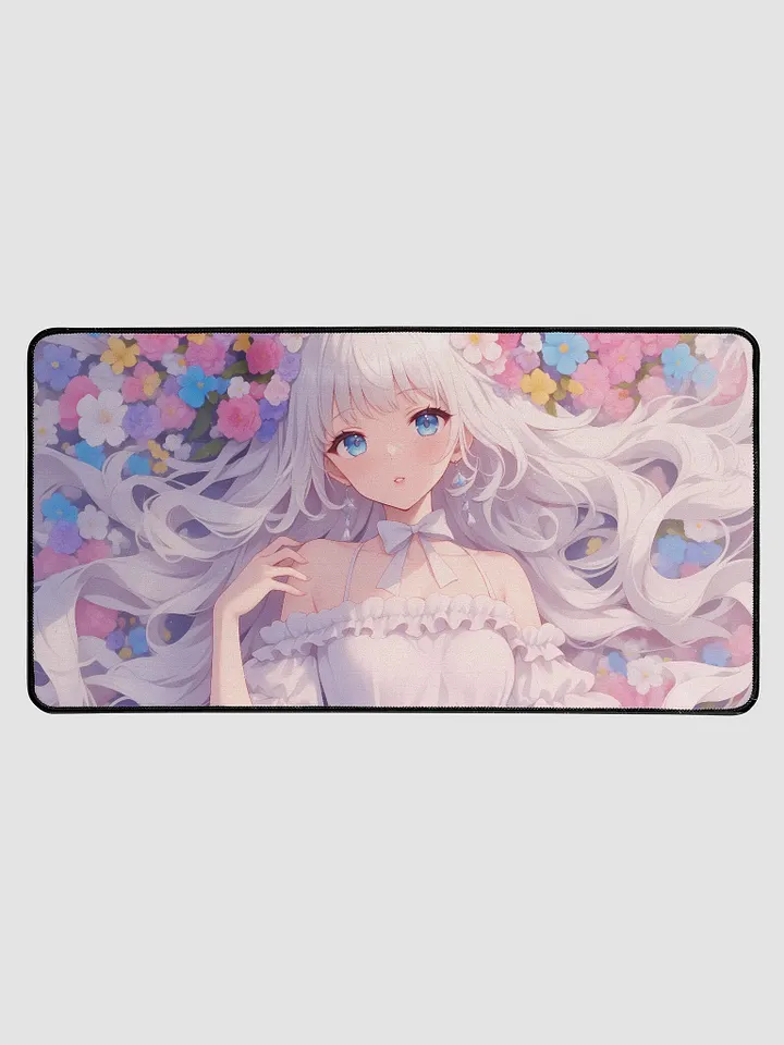 Cute anime girl in flower field Desktop mat product image (1)
