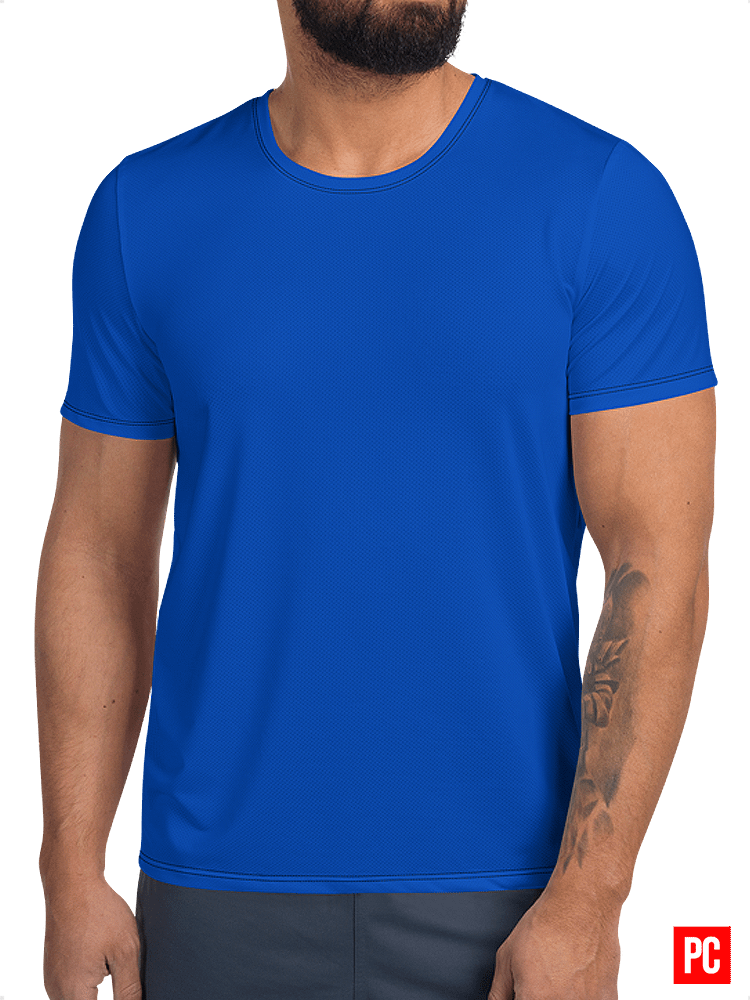 Plain Color Absolute Blue Athletic T-Shirt product image (1)
