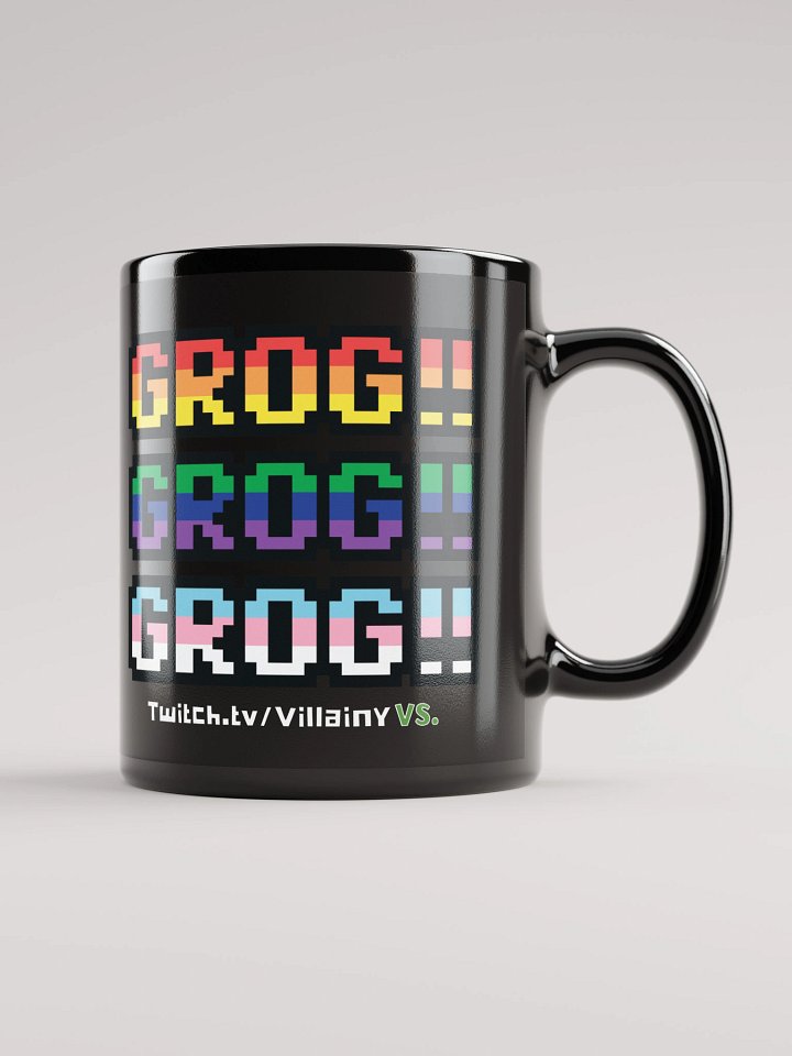 Villainy VS Grog Grog Grog!! Black Mug (Pride Colours) product image (1)
