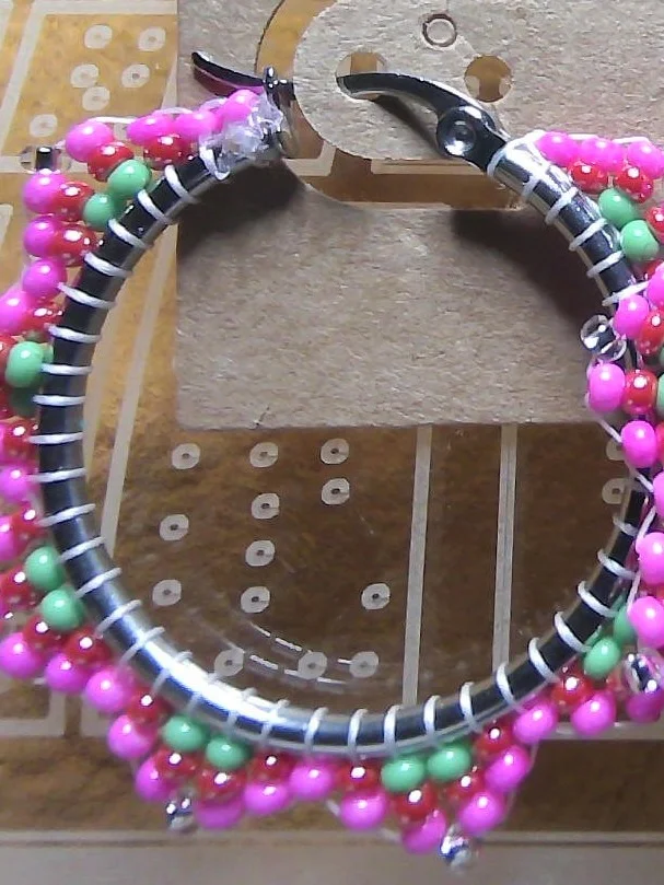 Pink Beaded hoops product image (2)