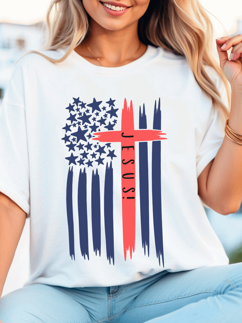 4TH Of July Jesus Flag Cross Patriotic T-Shirt product image (25)
