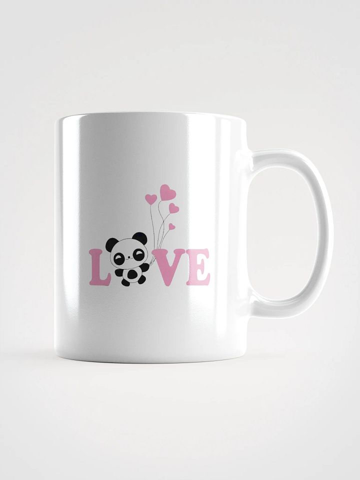 White Glossy Mug Panda LOVE Lettering Words product image (1)