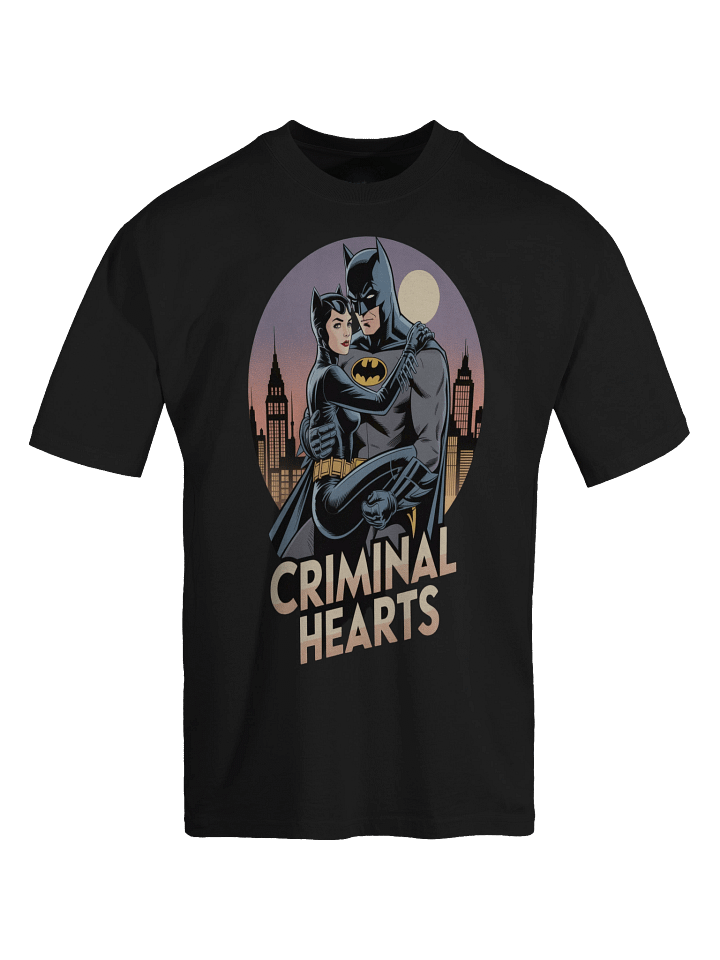 Criminal Hearts: Batman & Catwoman Forbidden Embrace Oversized Faded T-Shirt product image (1)