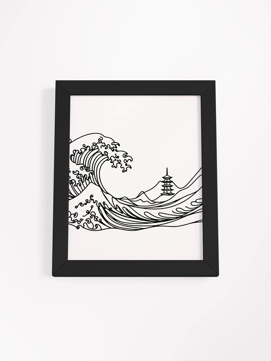 Kanagawa Waves Lines Art Design Wood Framed Poster product image (14)