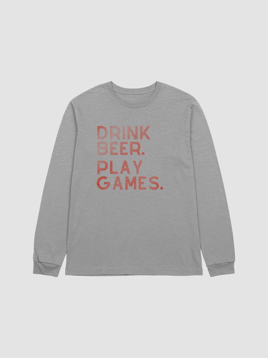 Drink Beer. Play Games. Long Sleeve Tshirt (Red) product image (1)